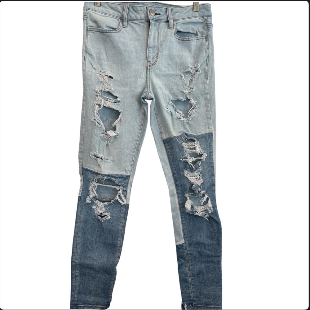 American Eagle Outfitters Super Stretch High-Rise two-tone Jeggings Size 10